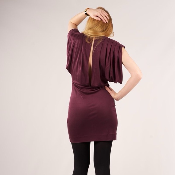 Elizabeth and James burgundy maroon silk stretch jersey dress - size Small (S) - Picture 8 of 8